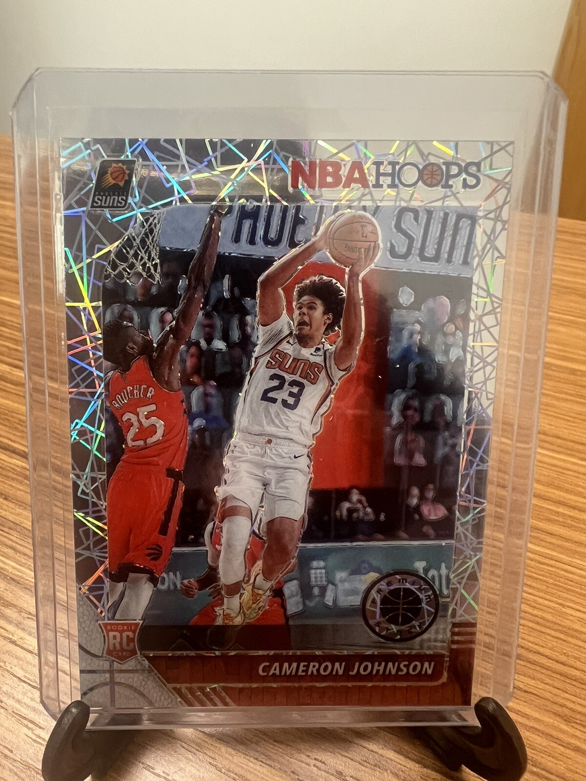 CAMERON JOHNSON 2019-20 NBA HOOPS PREMIUM STOCK SILVER VELOCITY PRIZM RC #208