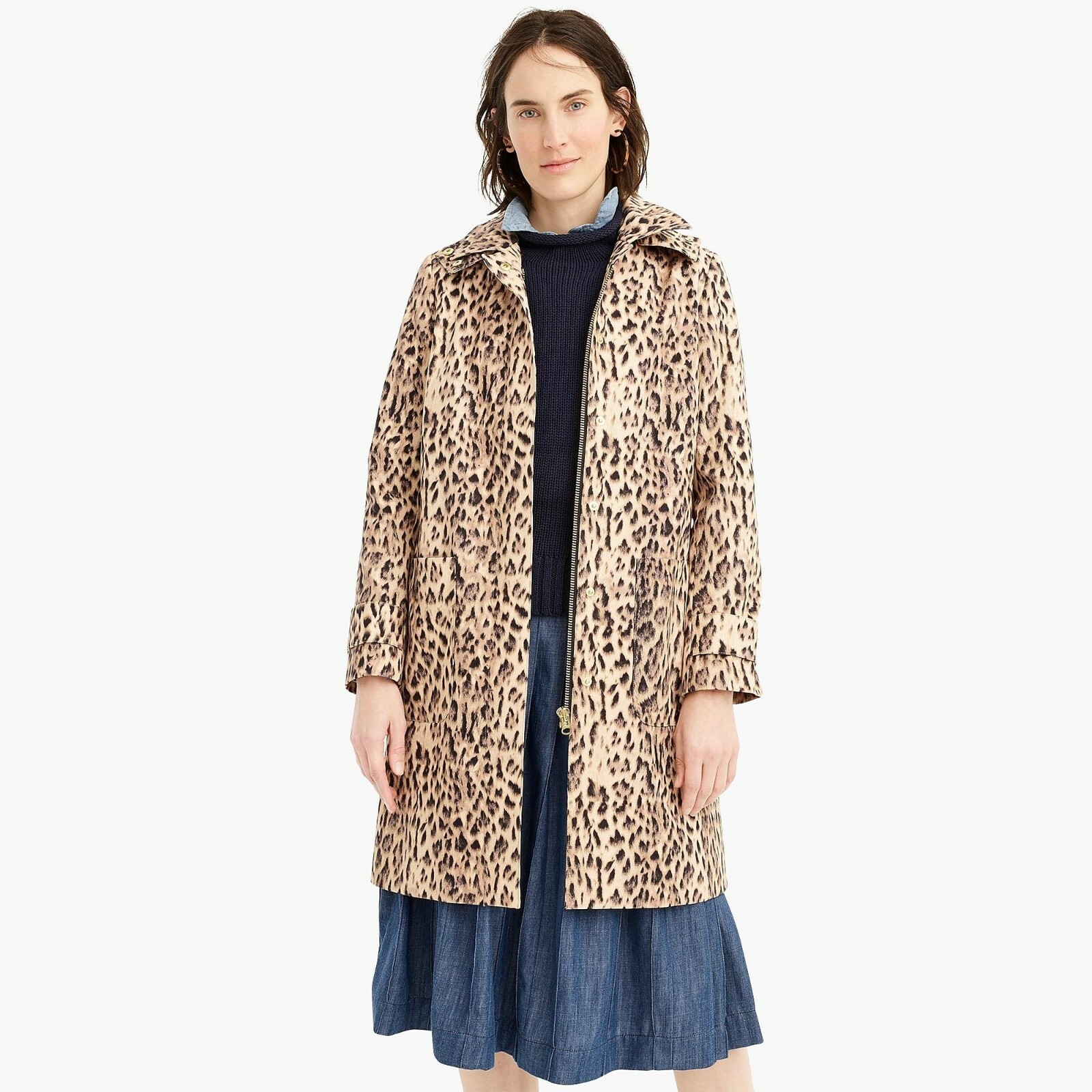 J.Crew Leopard Print Trench Coat With 
