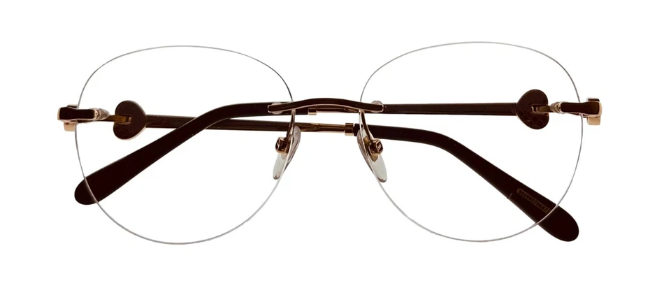 Gafas para mujer Chopard sin montura redondas 23 placa dorada metal VCH053S 08FC 53 mm Foto 4 de 4