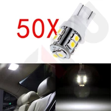 50Pcs T10 Pure White 194 168 3528 10SMD LED Interior Backup Reverse Light Bulbs