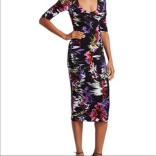 Alice + Olivia Delora Abstract Print Stretch Midi Dress Size 0 Retail $330.00
