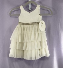 American Princess Gold Sparkle Tiered Tulle Special Occasion Dress 2T NWT