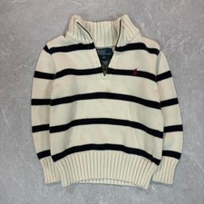 Polo Ralph Lauren navy  white striped quarter zip sweater Size 3 years kids