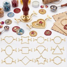 12 Pcs 12 Shapes Metal Wax Seal Mold for 1 Inch Wax Seal Stamp and Silicone M...