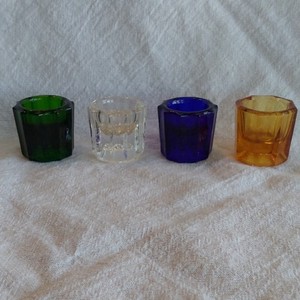 Vintage Glass Open Green Clear Blue Amber Round Glossy 2 Inch