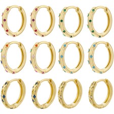 Gold Tone Hoop Earrings Round Candy Rainbow Huggie Summer Small Women Jewelry