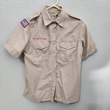 Boy Scouts of America BSA Ladies Tan Vented Adult Shirt Small Lightweight