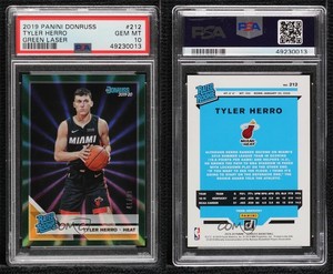 2019 Donruss Rated Holo Green Laser /99 Tyler Herro #212 PSA 10 GEM MT Rookie RC