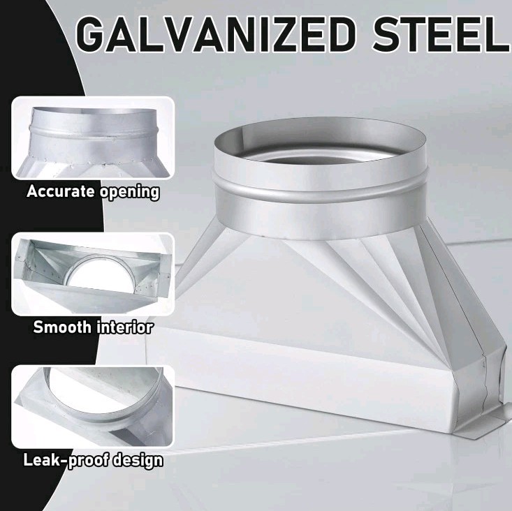 6'' Dia to 3-1/4" x 10" Galvanized Duct Connector for Microwave Vent Kit Rang...