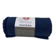 Manduka eQua Yoga Hand Towel Midnight Blue Sweat Activated Grip 16" x 26.5" NEW