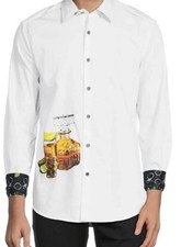  258 Robert Graham Mens Mulford Whiskey Bottle Buttondown White Size M