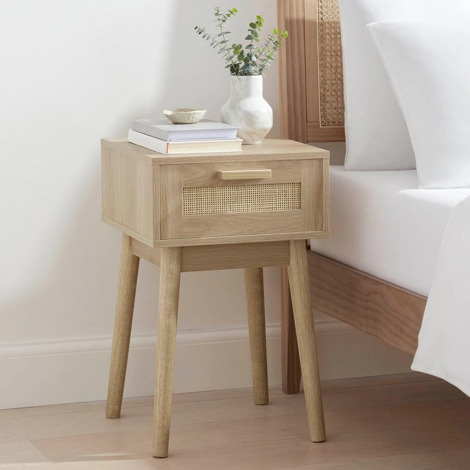 Dusk Isla Bedside Table 1 Drawer Nightstand Natural RRP £159