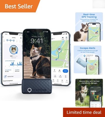 Lightweight & Waterproof Cat GPS Tracker with Location History and Geo-Fencing