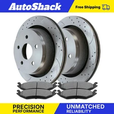 Rear Drilled Slotted Brake Rotors Premium Ceramic Pads for Ram 1500 5.7L