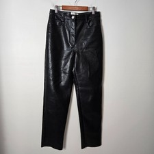 ARITZIA Wilfred Women's Size 6 The Melina Faux Leather Straight Leg Pants Black