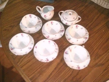 Vintage Meito Rose Chintz 6 Cups, 6 Saucers, Sugar Bowl W/lid and Creamer Japan