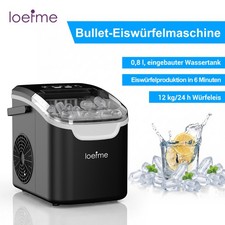 LOEFME Ice Maker 12kg/24h, 6 Minuten Schnell Eiswürfelmaschine Geräuscharm 45dB