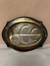 Apollo Sheffield Footed Meat Tray 11" x 8.5" Vintage Nickel Silver USA 2744