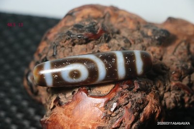 Energy Tibetan old Agate Ruyi 2 Eyed Pure Love dZi Bead Pendant Amulet zzy46
