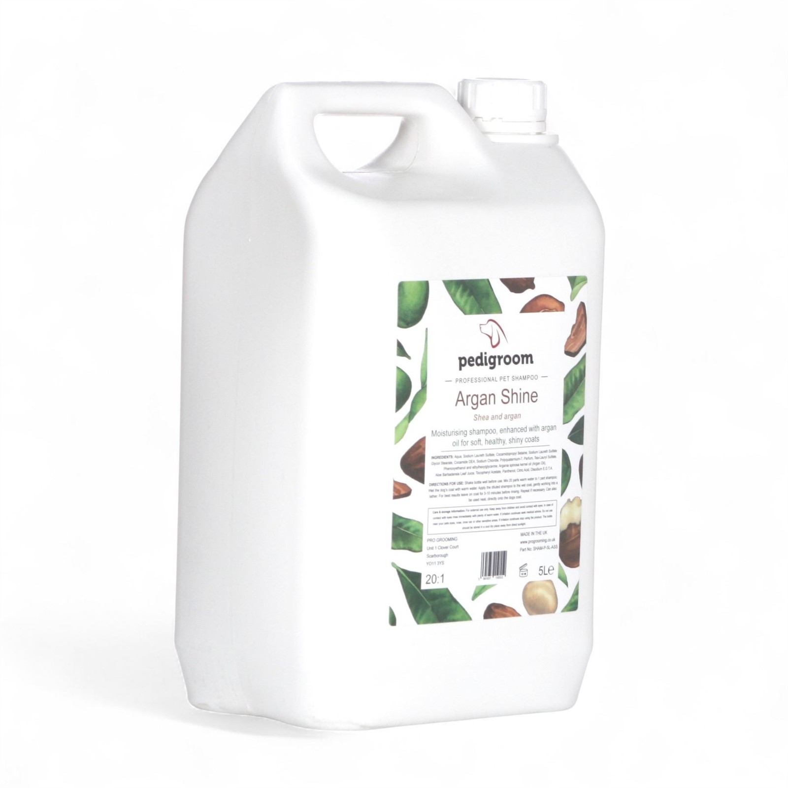 Pedigroom Dog Shampoo Argan Shine 5 litre with Shea & Agan Oil Moisturising