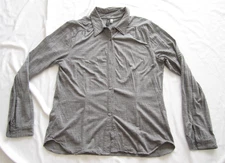 Women's Ibex 100% Merino Wool Button Gray Long Sleeve Shirt Sz L (WB407)