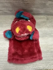 Vintage Plush Dinosaur Hand Puppet 10" Red Pink Playhut