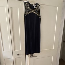 Chaps Black Studded Sleeveless Sheath Dress Knee Length Size L
