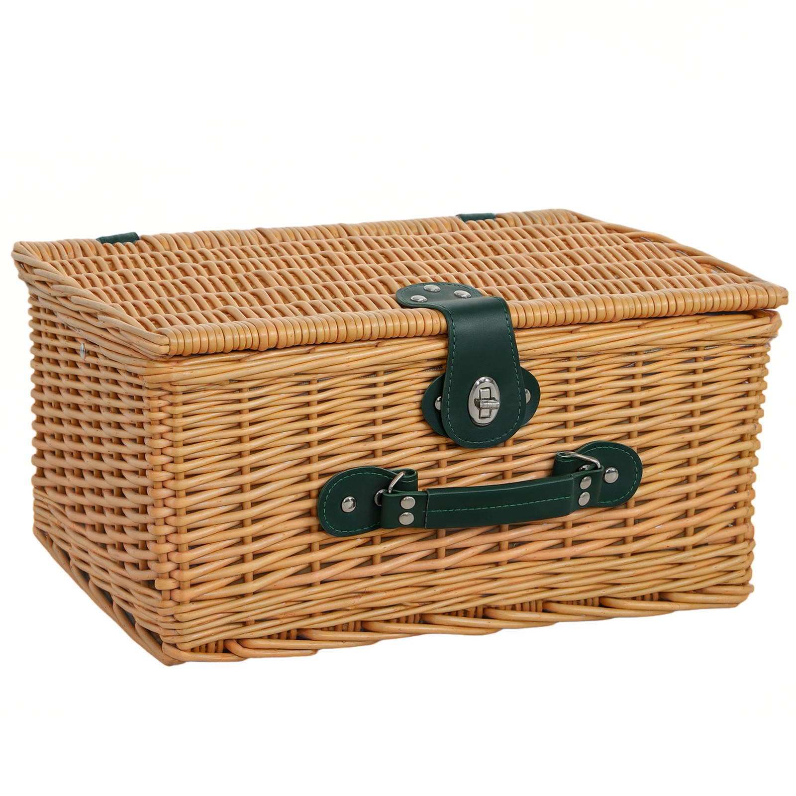 Outsunny Cestino da Picnic per 2 Persone con Area Frigo in Vimini Marrone Chiaro