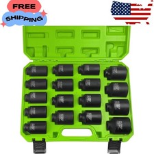 12 Drive Deep Impact Socket Set 17-piece Spindle 6 Point Axle Nut Sockets Set