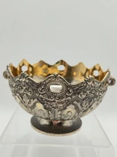 VINTAGE Silver Plated Footed Decorative Bowl Ornate Floral Embossed Design