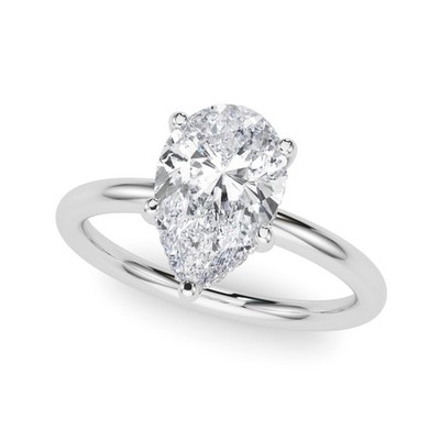 Platin Lab gezüchteter Birnenform Diamant versteckter Halo Verlobungsring - 2,50 kt DE/VS