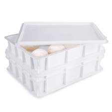 2 Pack Pizza Dough Proofing Box with lid, 2 Size Plastic Stackable BPA-Free T...
