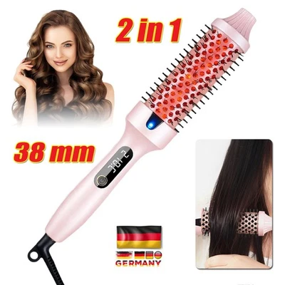 MARKENLOS NEU 2 in 1 Föhnbürste Rotierend Stylingbürste elektrisch Haarstyler Lockenstab