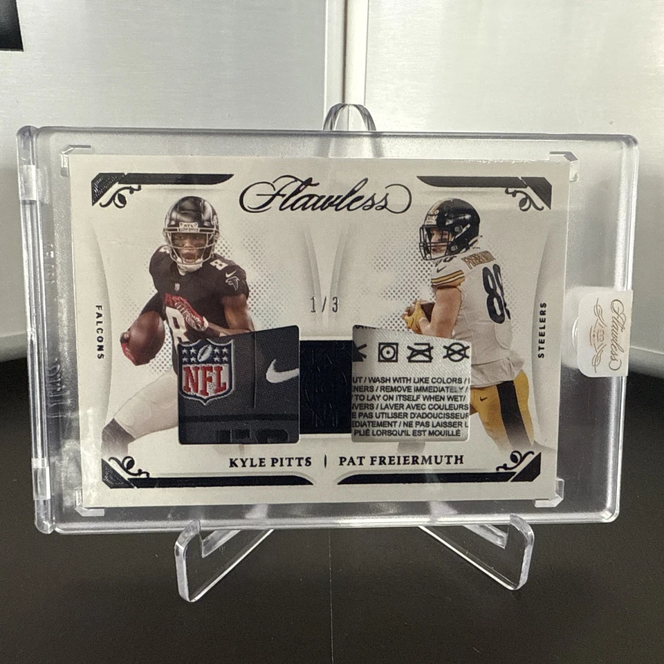 2021 PANINI FLAWLESS DUAL DIAMOND MEMORABILIA KYLE PITTS/PAT FREIERMUTH TAGS 1/3 - Image 2 of 4