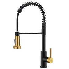 GIMILI Kitchen Faucet Pull Down Sprayer Single Hole Stainless Steel Black/Gold