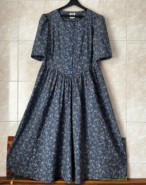 Women Laura Ashley Dress Navy Cotton 38