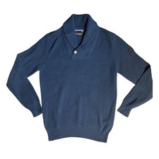 Ben Sherman Men's Blue Pull Over Sweater Collared Single Button Size Large