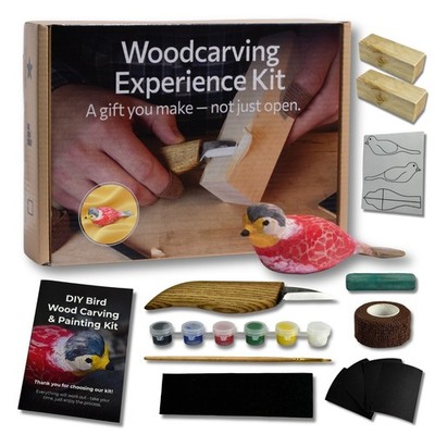 Bird Wood Carving & Painting Kit for Beginners. DIY Set with Video Instructions