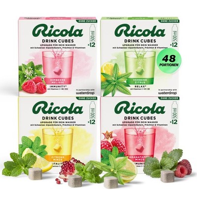 waterdrop  x Ricola 48 Waterdrop Würfel mit Alpenkräutern & Früchten Himbeere