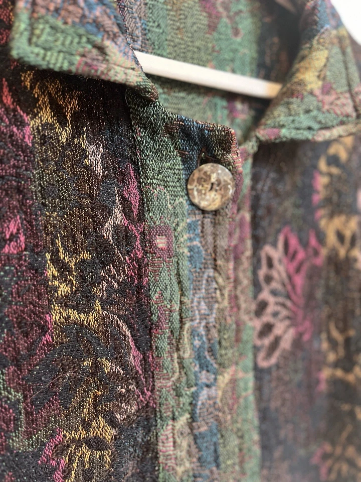 Chaqueta Blazer Vintage Habitat Tapiz Boho Tejido Artístico Hecho en EE. UU. Talla M Foto 2 de 4
