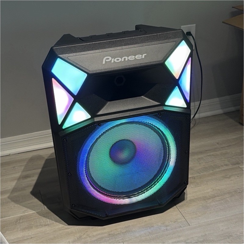 Pioneer Portable Bluetooth PA Speaker w/ LED Lights, Wheels, XLR 1/4" Black
