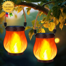 Solar Lanterns Outdoor Waterproof, 2 Pack Hanging Solar Lights for Outside, Flic