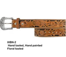 Twisted X Western Rodeo Saddle Tan Tooled Leather Belt Floral Size 34