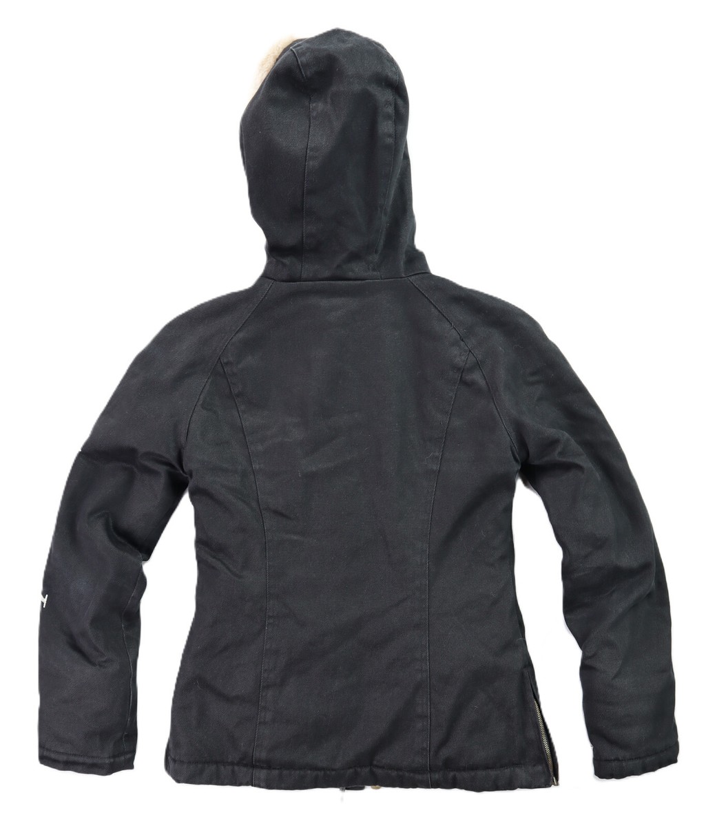 HEMPHOODLAMB Women's XS Black Hooded Fur Lined Hemp Cotton