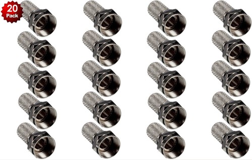 NEW 20 Pack F type Twist On Connector RG6 Coax Coaxial Cable Adapter Antenna TV - 第 1/2 張圖片