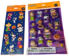 VTG PEANUTS HALLOWEEN STICKERS PUFFY HOLOGRAPHIC NOS SNOOPY CHARLIE BROWN LOT 2