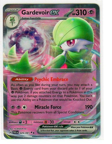 EX HOLO Gardevoir EX 029/091 - NM / M -Paldean Fates Scarlet