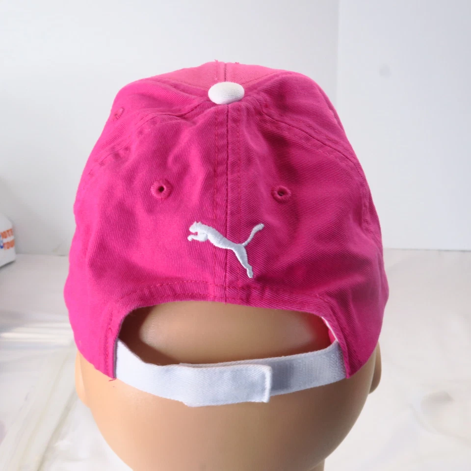 Puma Youth Girls Bright Pink Baseball Strapback Hat Cap Sports White Logo - Image 4 of 4
