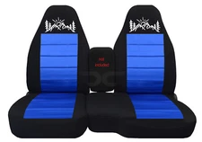 Fits Ford ranger /truck car seat covers 60-40 blk-med blue w/mountain sunset