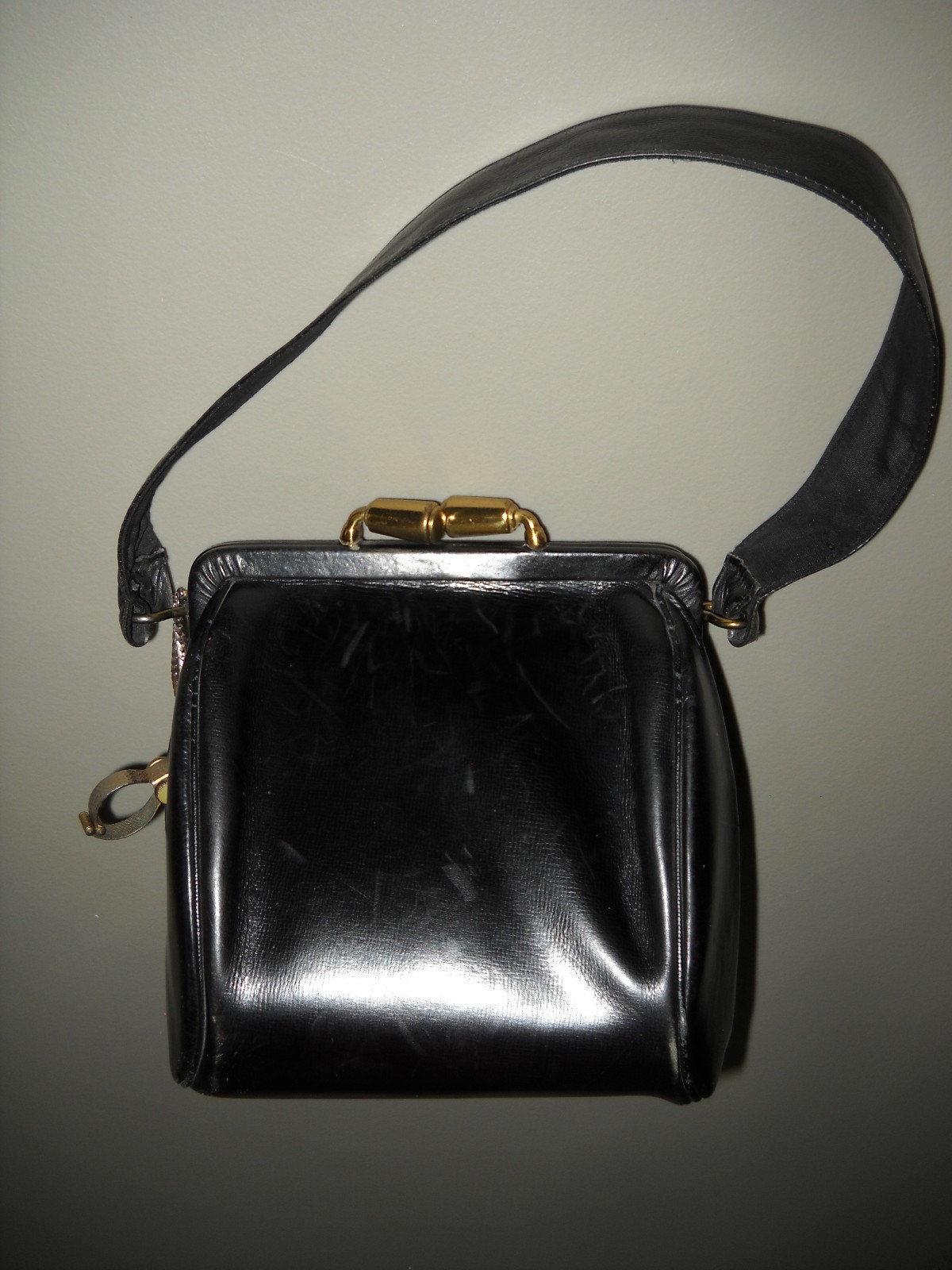 Handbag Purse & Glove Clip Elite Purses Boston Satchel Black LeatherMCM-image